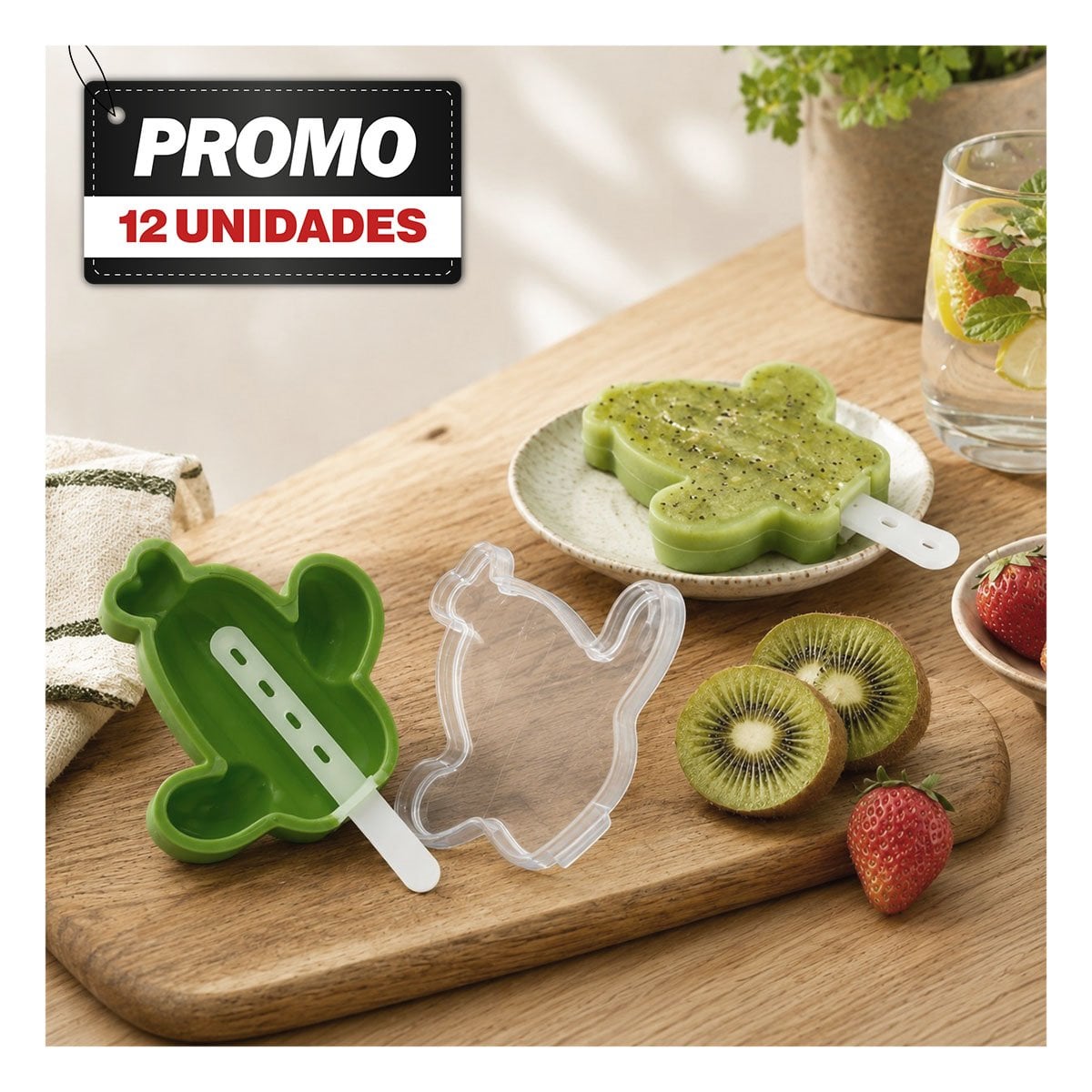 PACK12 RECIPIENTE PARA POSTRES CAPTUS VERDE CON DISEÑO REUTILIZABLE - 1