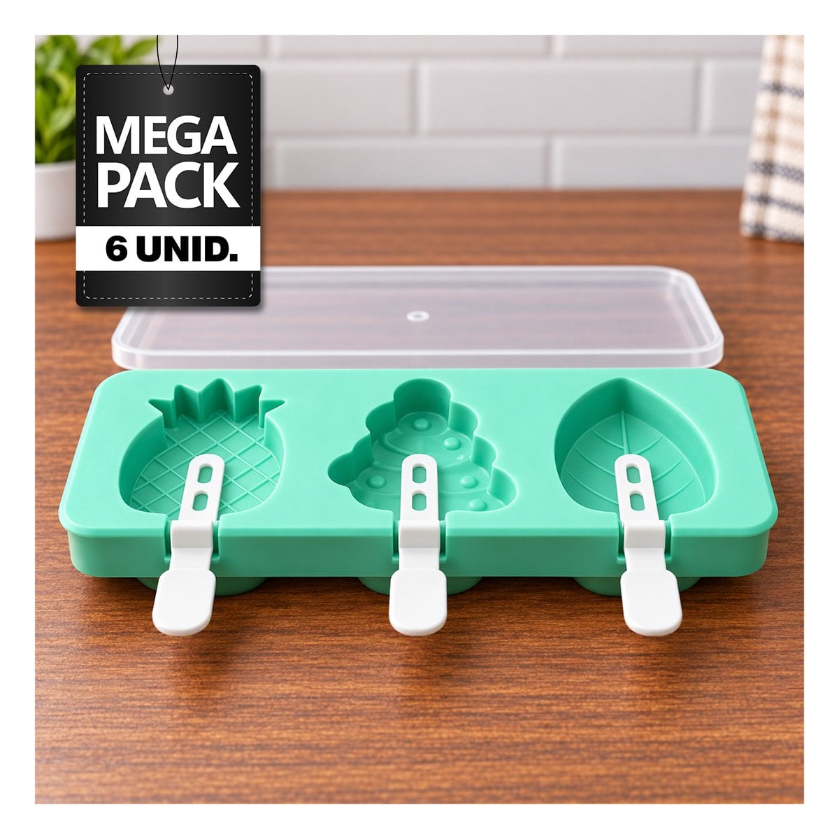 PACK6 MOLDE PARA CREAR HELADOS DE FRUTAS PIÑA UVA MANGO VERDE - 1