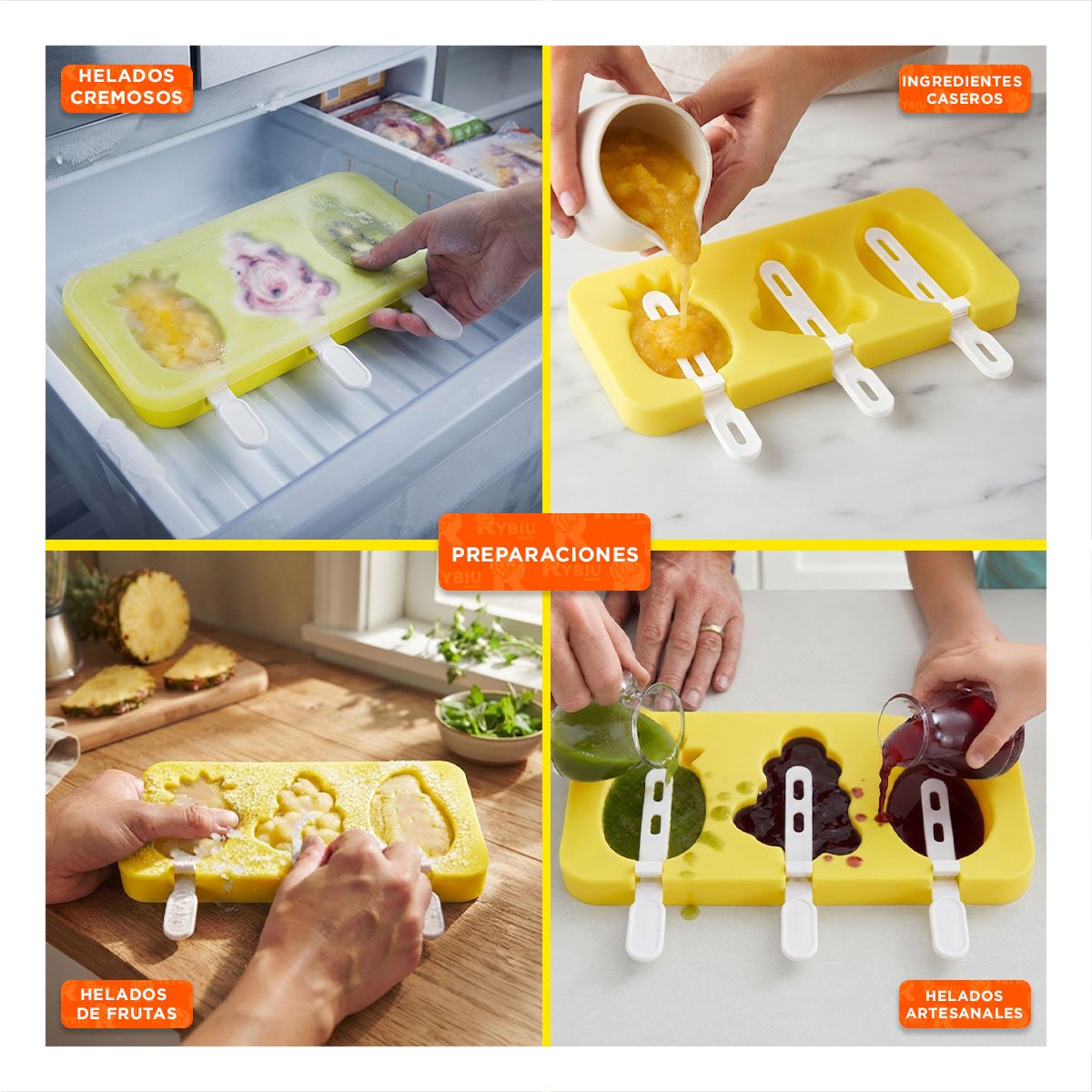 PACK4 PREPARADOR PRACTICO PARA CREAR HELADOS DE FRUTAS EN CASA - 4