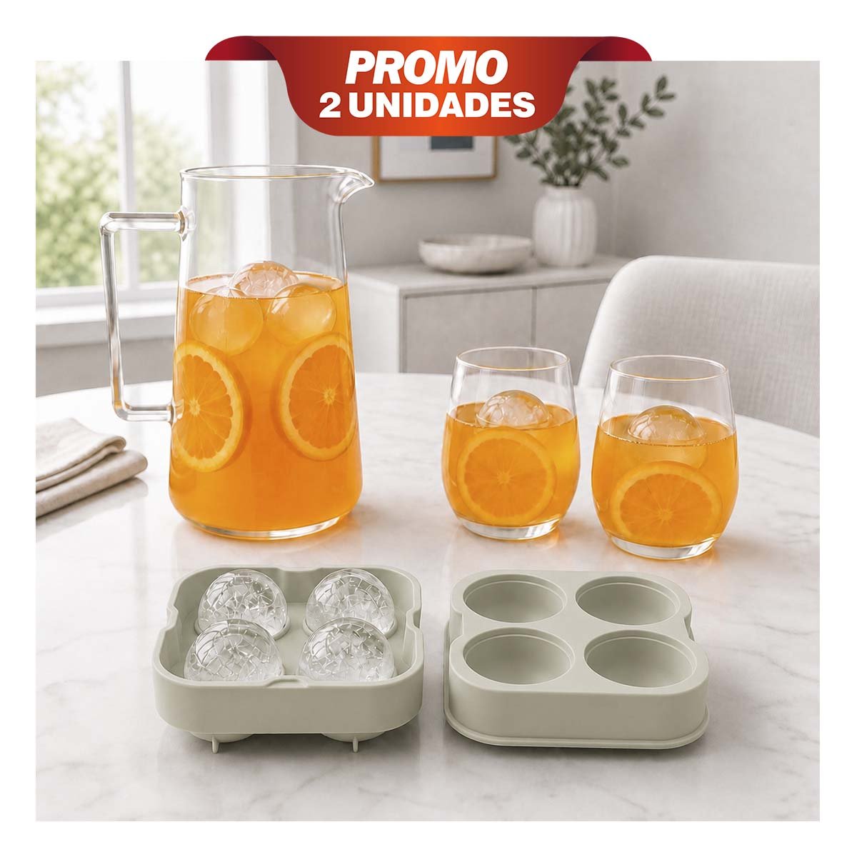PACK2 CUBETERA COLOR BLANCO PARA CREAR HIELO EN FORMA DE BOLAS 12X12X4,7CM YPAPEL REGALO - 1