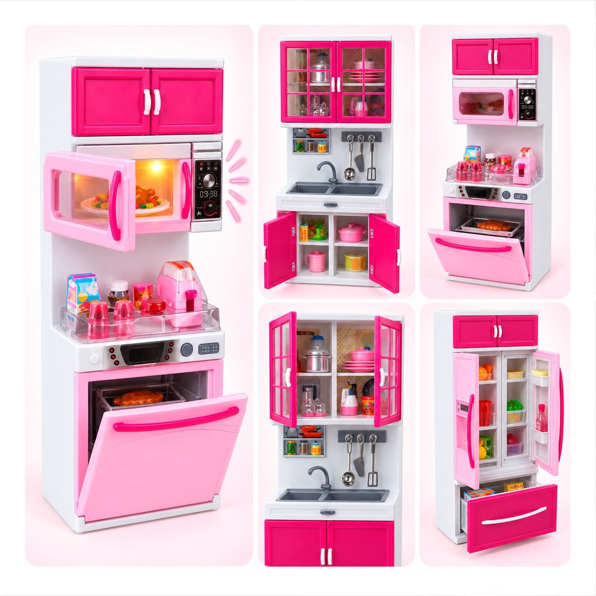 FEMENINA COCINA MODERNA DE JUEGO CON LUZ Y SONIDO ROSADO PARA HOGAR YSTICKY - 1