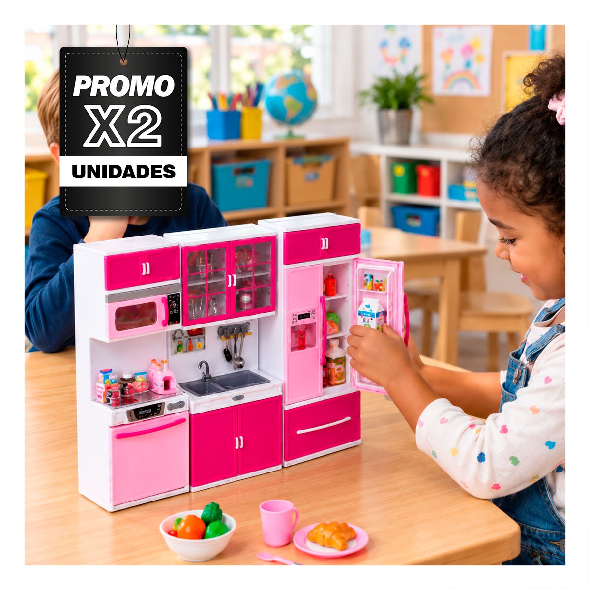 PACK2 SENSORIAL COCINA MODERNA DE JUEGO CON LUZ Y SONIDO ROSADO PARA HOGAR YPAPEL REGALO - 1