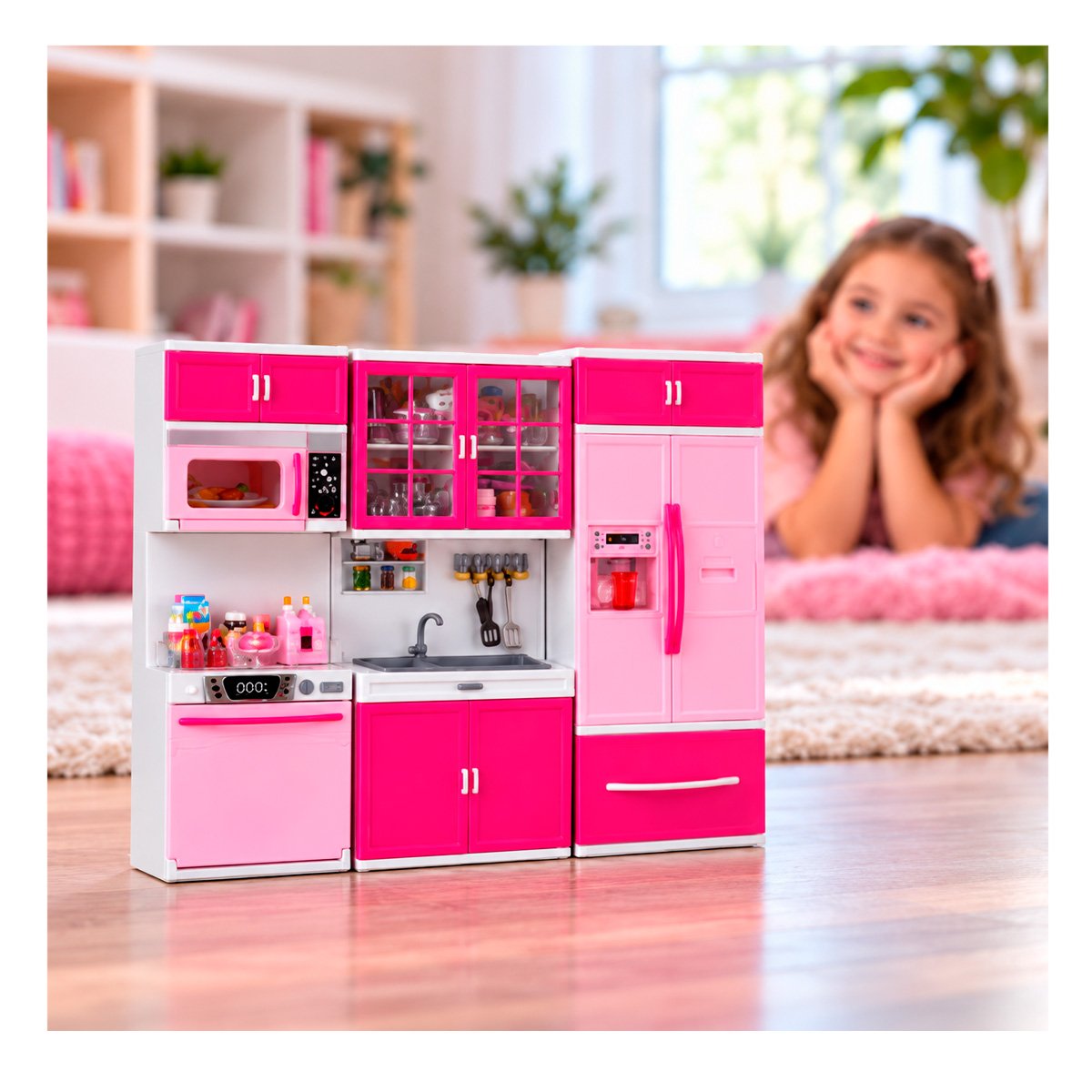 PACK2 LUMINOSA COCINA MODERNA DE JUEGO CON LUZ Y SONIDO ROSADO PARA HOGAR - 2