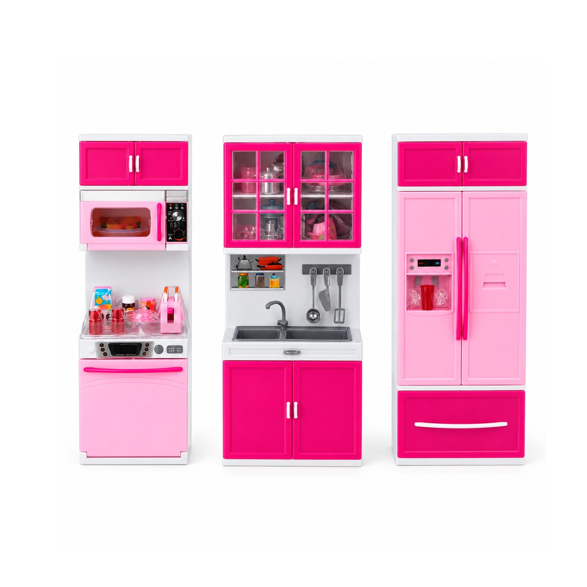 PACK2 LUMINOSA COCINA MODERNA DE JUEGO CON LUZ Y SONIDO ROSADO PARA HOGAR - 4