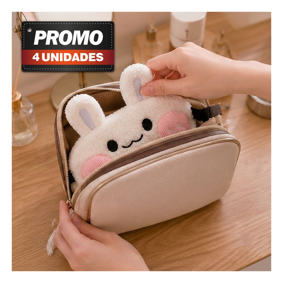 PACK4 PROTECTOR CONEJO PELUCHE BLANCO DE FELPA SUAVE PARA DESCANSAR, DORMIR Y VIAJAR BIEN - 1