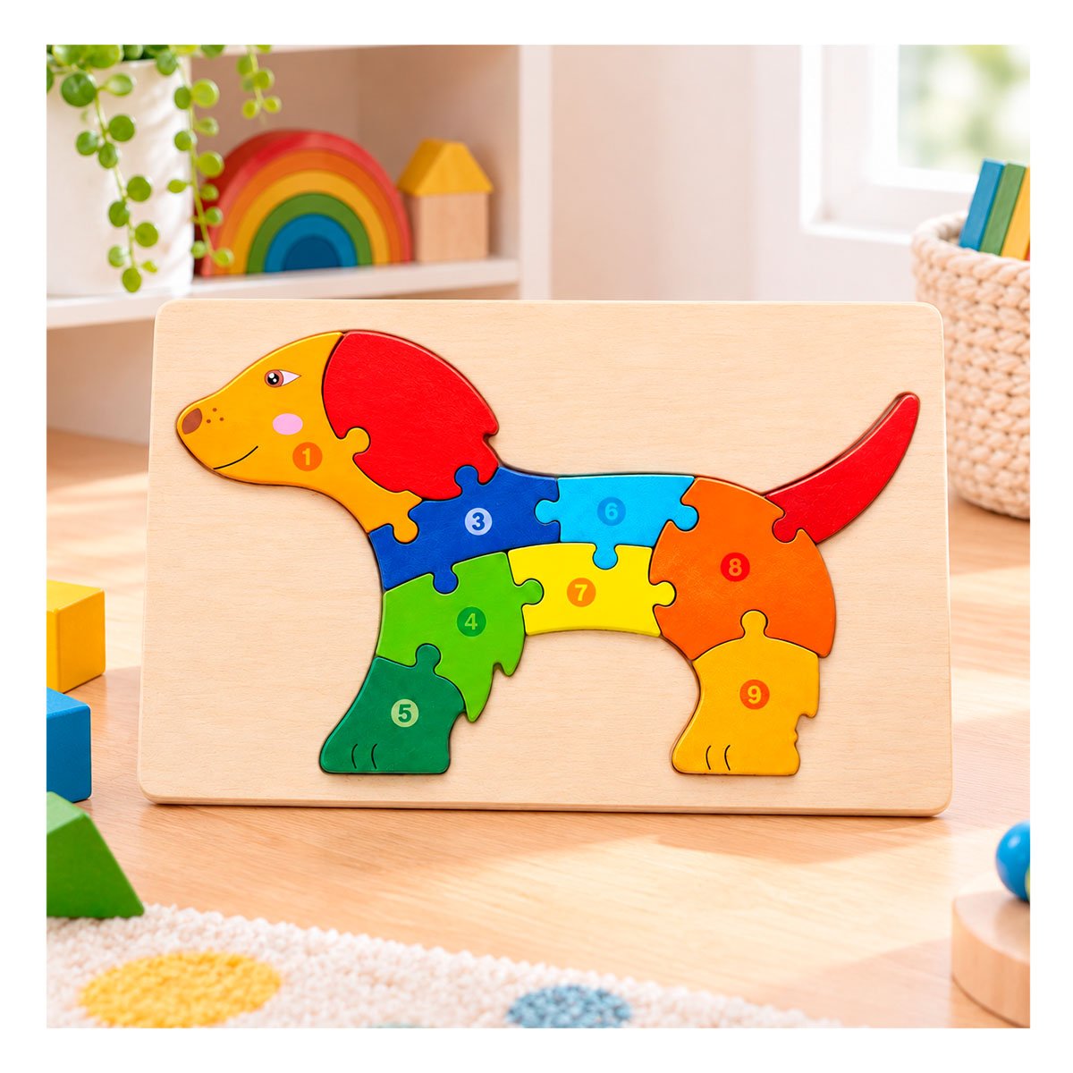 JUEGO EDUCATIVO CON PERRO Y NUMEROS MULTICOLOR PARA NIÑOS 18X30CM Y REGALO STICKER - 1