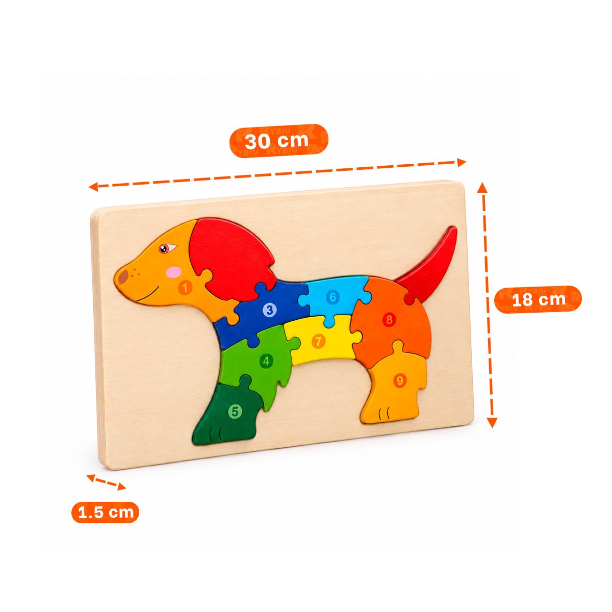 TABLERO DIDACTICO CON PERRO NUMERICA MULTICOLOR 18X30CM Y LIGAS REGALO - 2