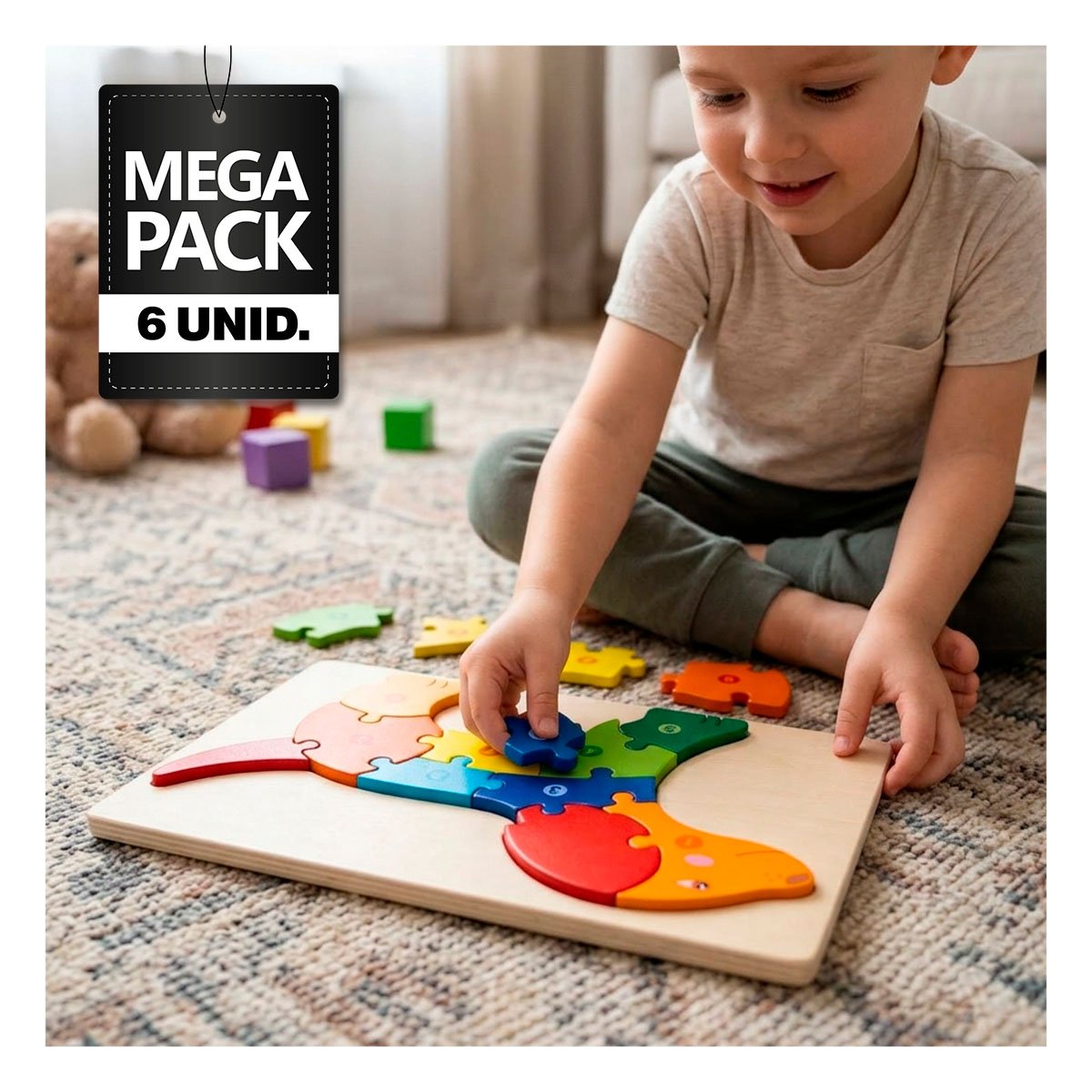 PACK6 PUZZLE DE APRENDIZAJE CON NUMEROS Y PERRO MULTICOLOR 18X30CM - 1