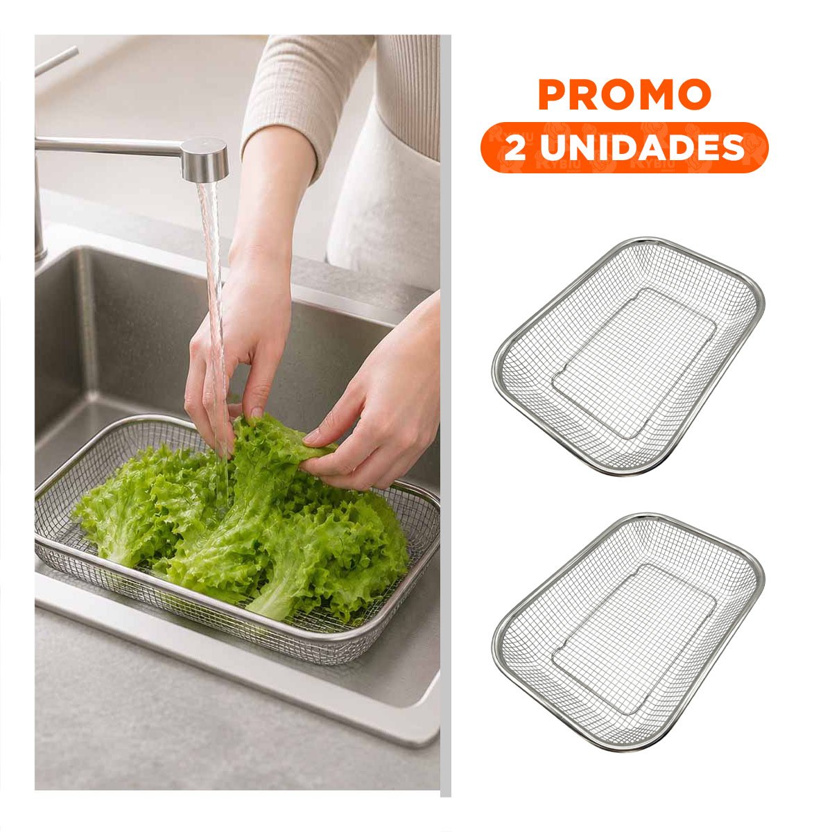 PACK2 ORGANIZADOR RECTANGULAR 29,5X22X6,3CM PLATEADO PARA DESPENSA DE MALLA YREGALO STICKER - 1