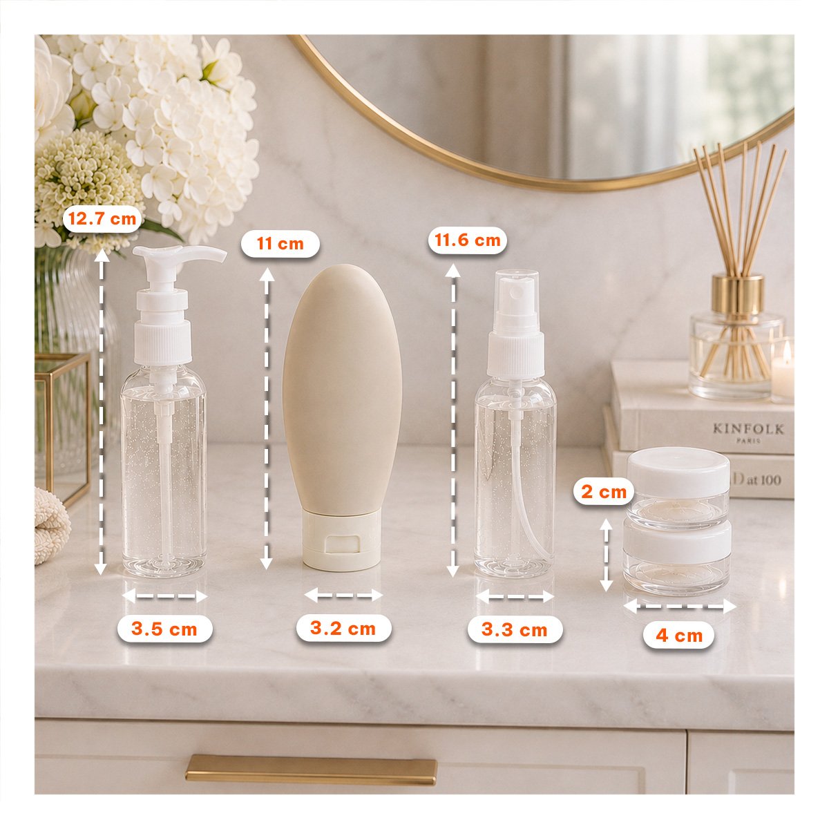 PACK12 LOTE DE 5 BOTELLAS DE VIAJES PARA GUARDAR LAS CREMAS Y LA LOCION BLANCO YREGALO STICKER - 2