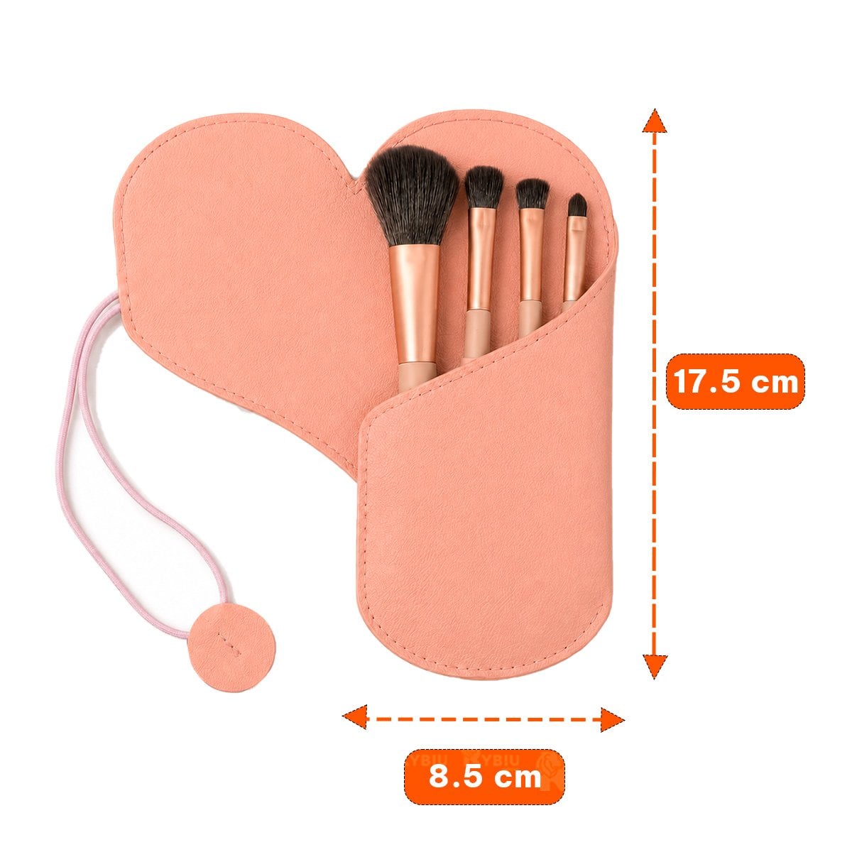 PACK 4 BROCHAS PARA MAQUILLAJE CON ESTUCHE ROSADO PARA ROSTRO EN LA CASA Y LIGAS REGALO - 2
