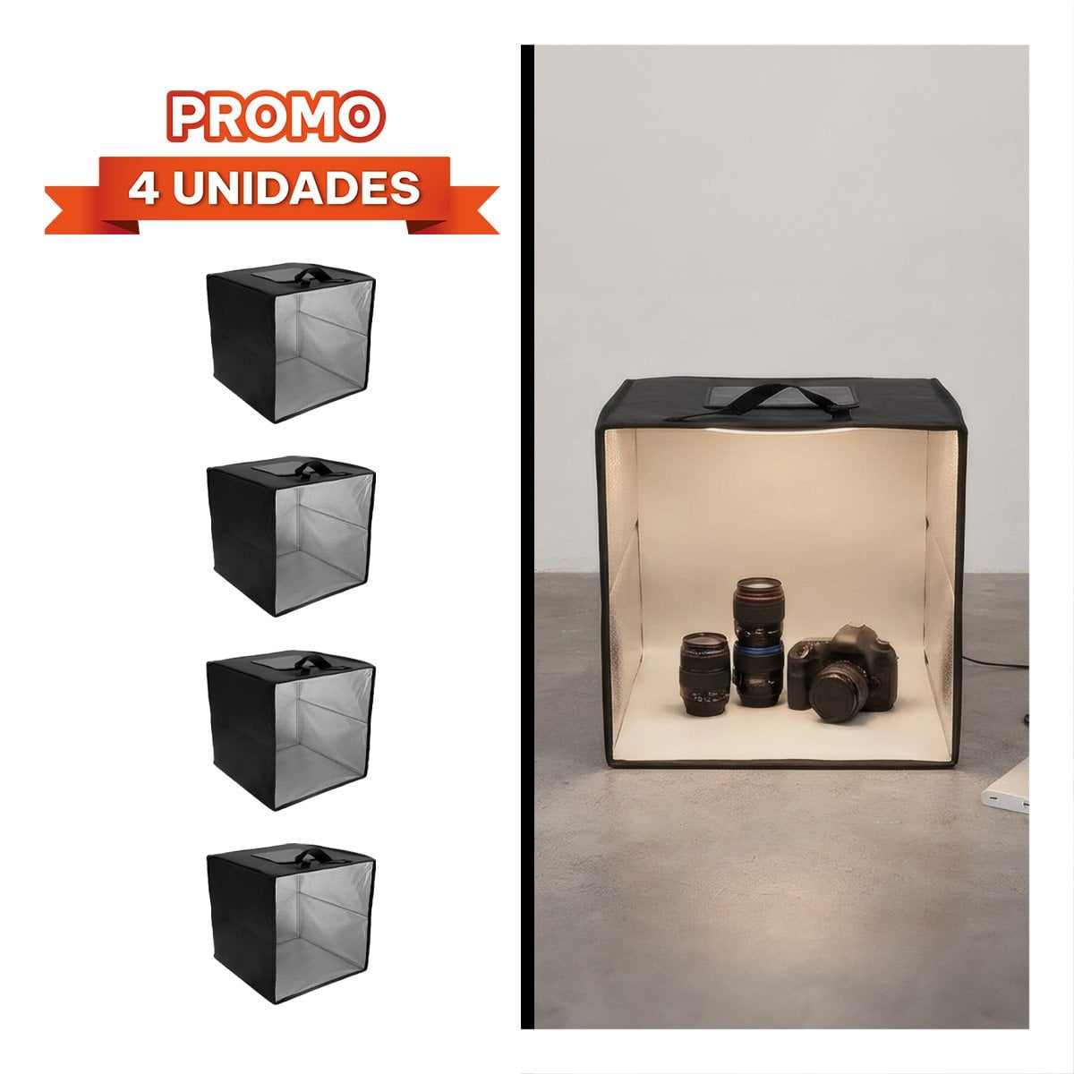 PACK4 IMPLEMENTO DE LUZ PARA FOTOGRAFIA CON FONDO BLANCO PARA FOTOGRAFIA DE ROPA - 1