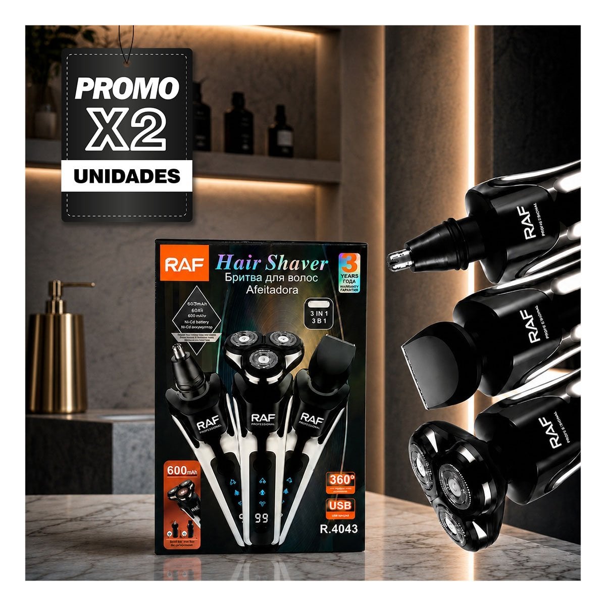 PACK2 BARBERO PARA AFEITADO Y DEPILACION PARA RECORTE DE PATILLAS YPAPEL REGALO - 1