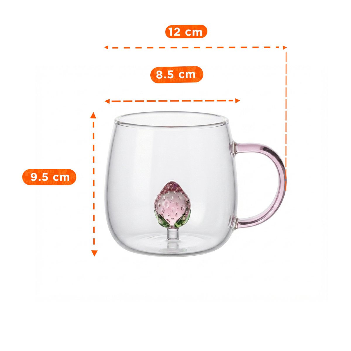 PACK6 ENVASE PARA USO DIARIO CON ASA ROSADA TRANSPARENTE Y FRESA YREGALO STICKER - 2