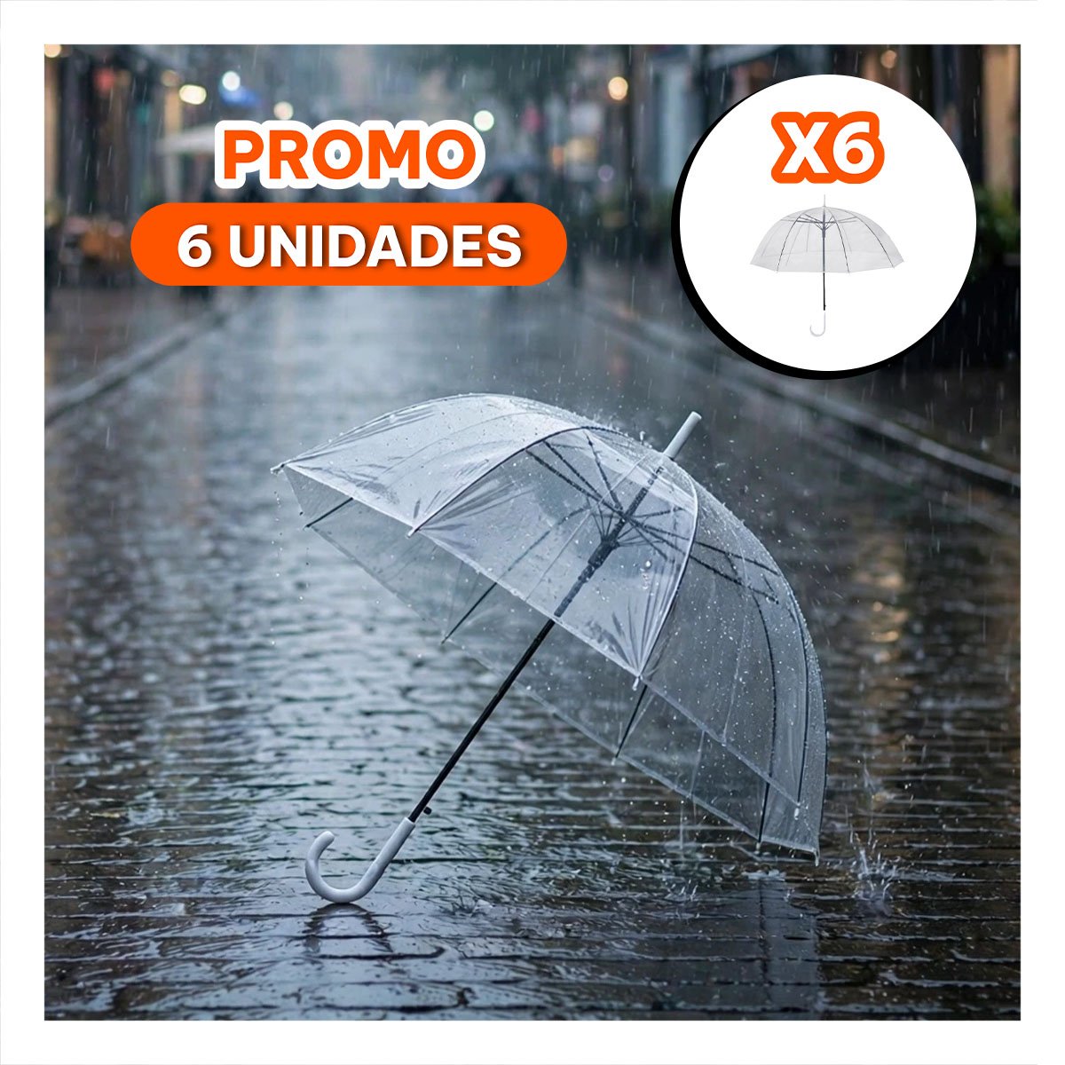 PACK6 PROTECTOR LARGO TRANSPARENTE DE GRAN COBERTURA COMODO PARA LLUVIA YREGALO STICKER - 1