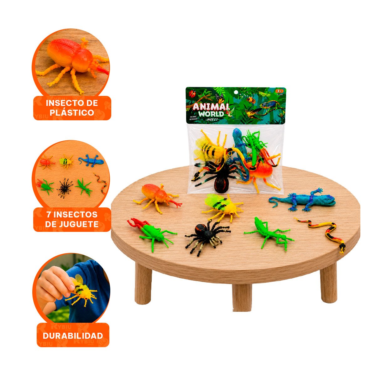 PACK7 BOLSA DE FIGURAS ANIMALES INSECTOS 7 PZ MULTICOLOR PARA NINOS EN CASA YREGALO STICKER - 4