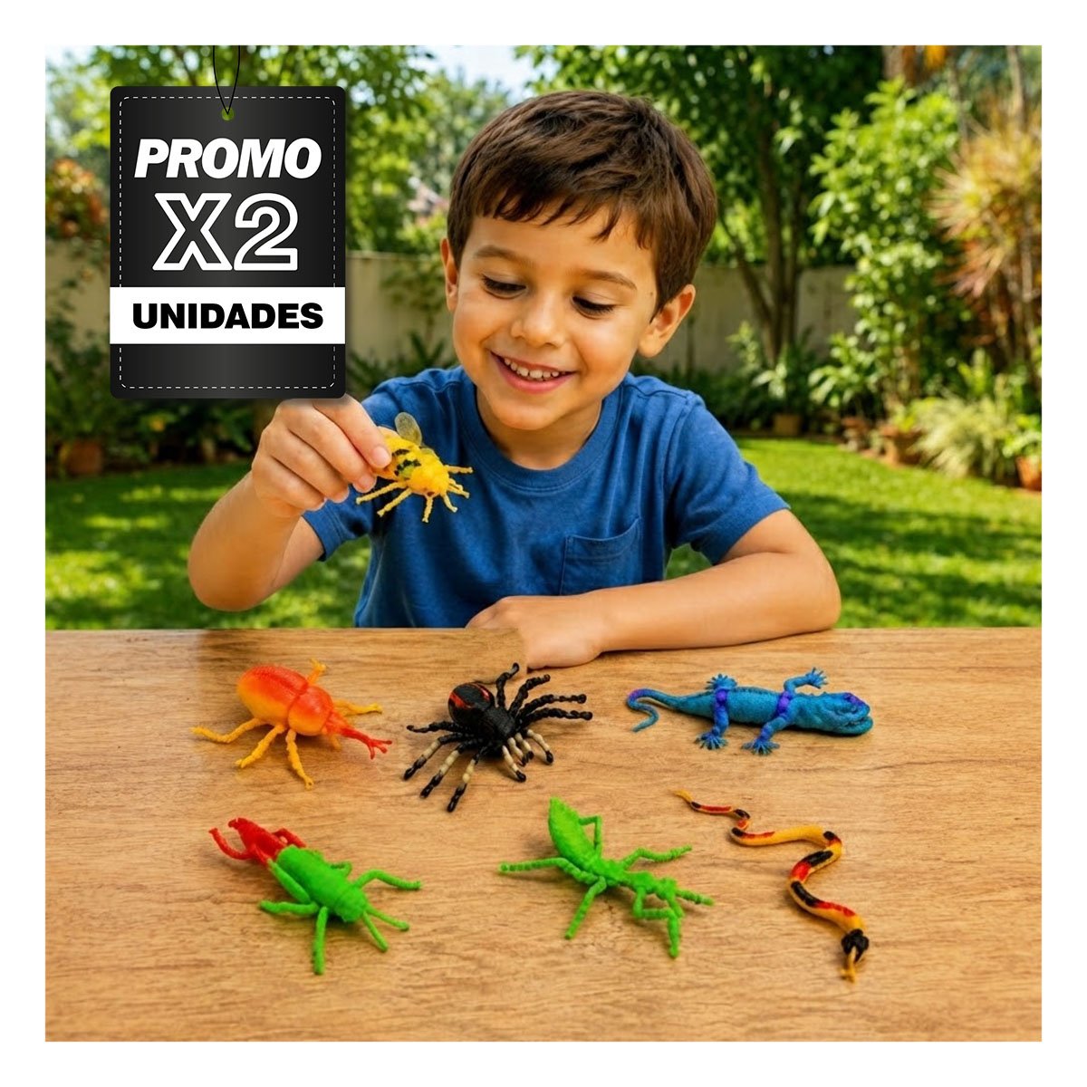 PACK2 BOLSA DE ANIMALES INSECTOS 7 PZ MULTICOLOR PARA JUEGO EDUCATIVO INFANTIL - 1