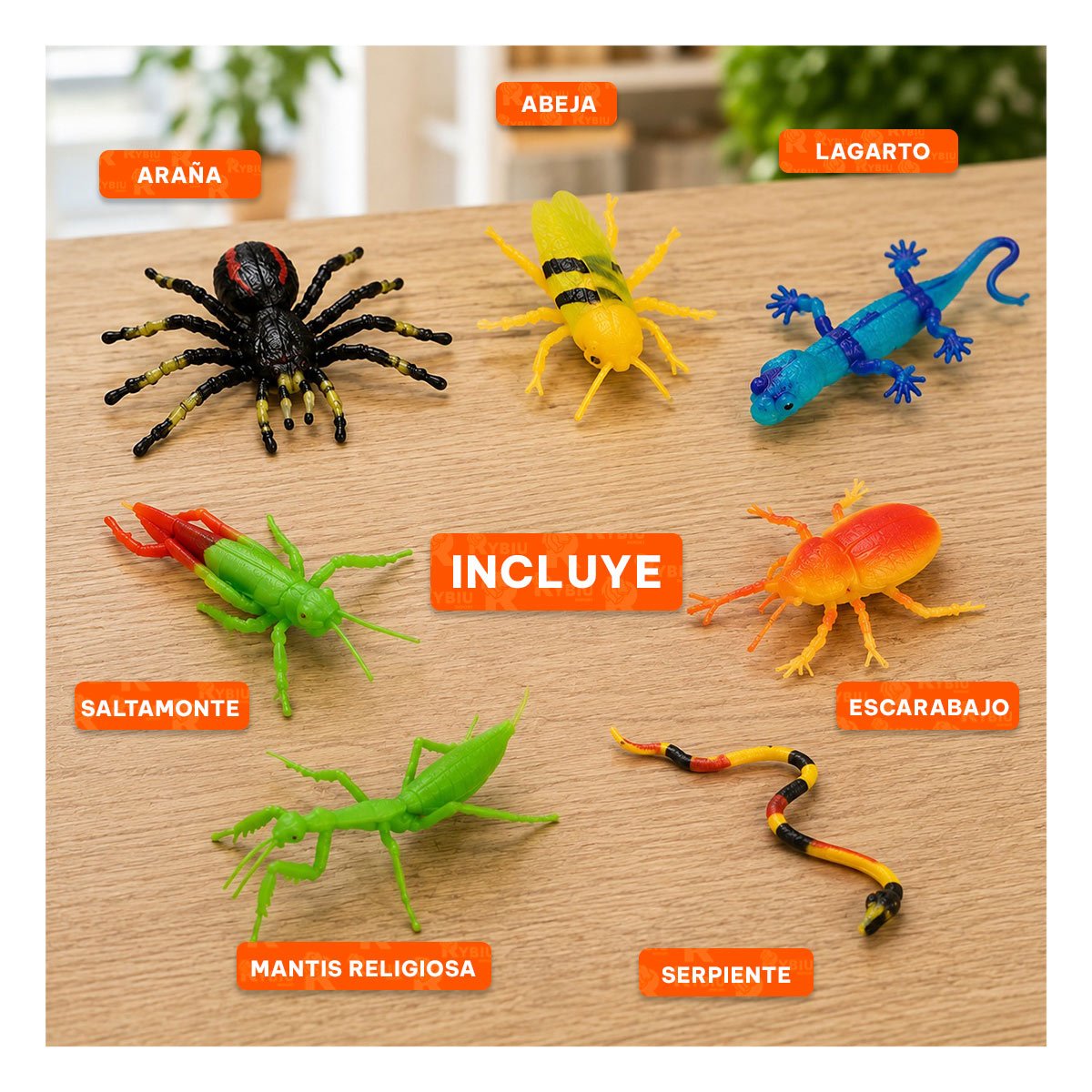 ESTUCHE INFANTIL DE ANIMALES INSECTOS 7 PZ MULTICOLOR PARA JUEGOS CREATIVOS Y REGALO STICKER - 3