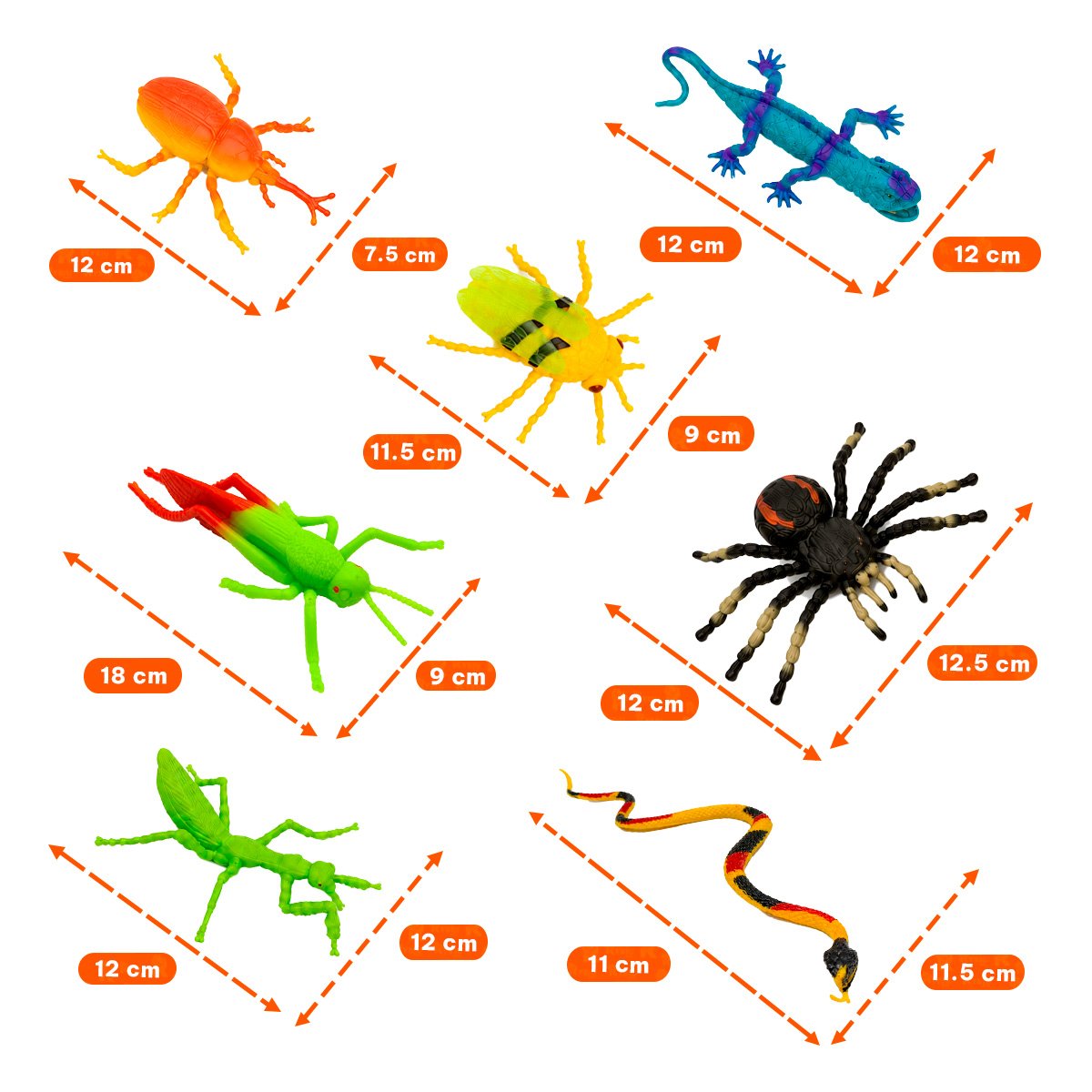 PACK2 ESTUCHE CON ANIMALES INSECTOS 7 PZ MULTICOLOR PARA APRENDIZAJE Y DIVERSION YPAPEL REGALO - 4