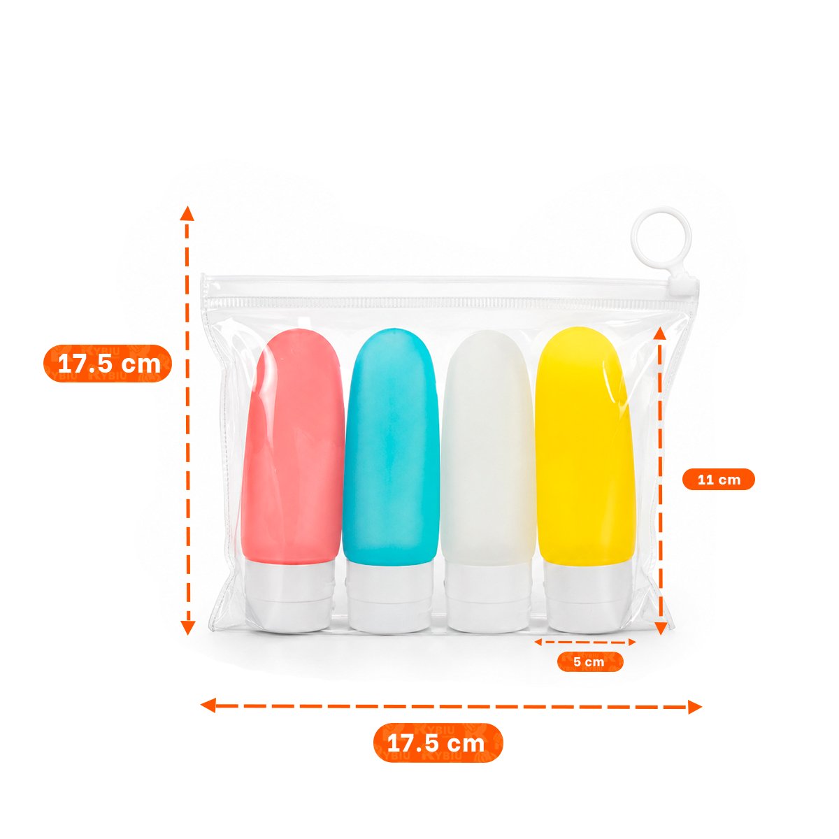 PACK4 KIT 4 BOTELLAS DE VIAJE MULTICOLOR PARA CREMAS EN EQUIPAJE MODERNO YREGALO STICKER - 2
