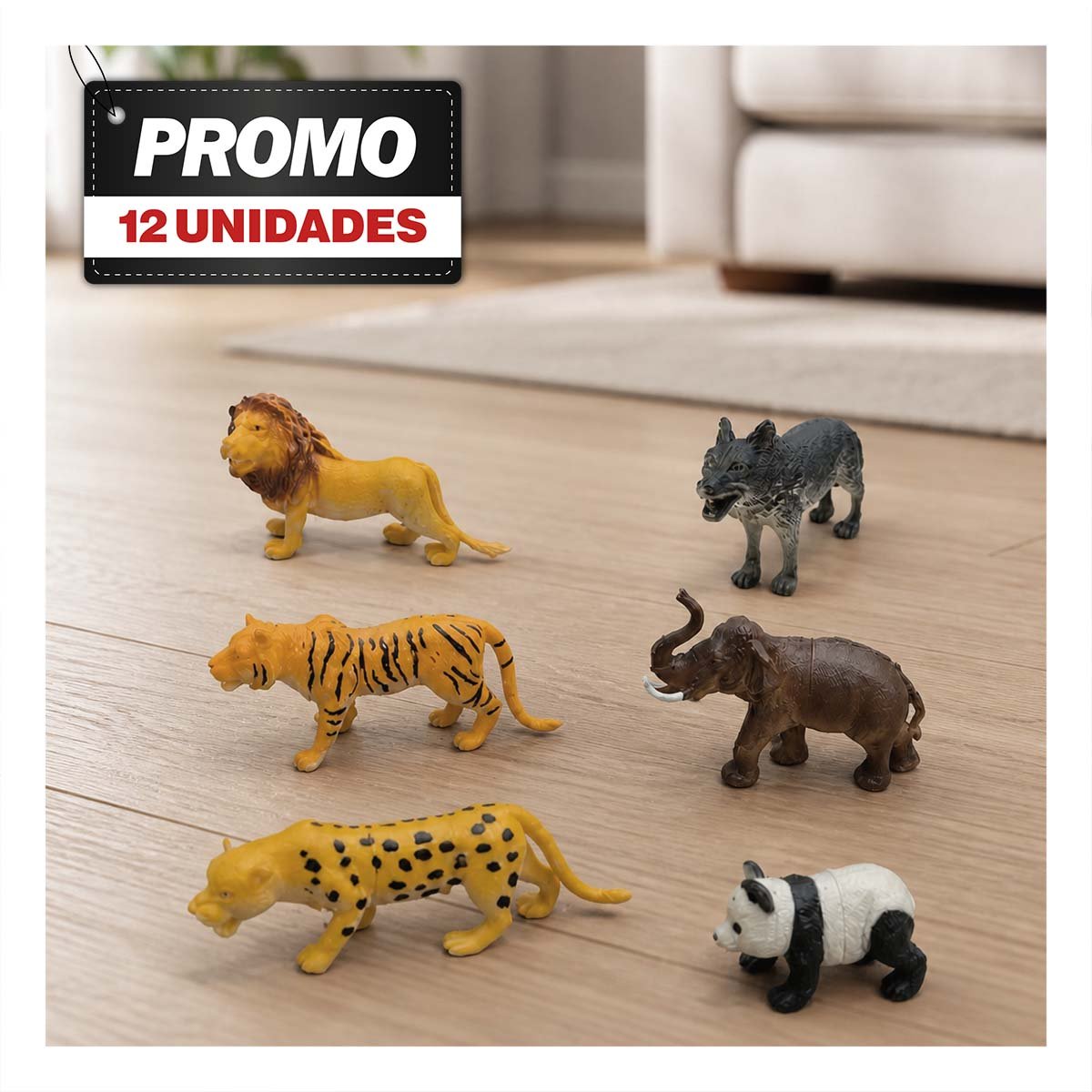PACK12 ESTUCHE BOLSA ANIMALES SILVESTRES 6 PIEZAS MULTICOLOR CON ESTILO COMODO PRACTICO - 1