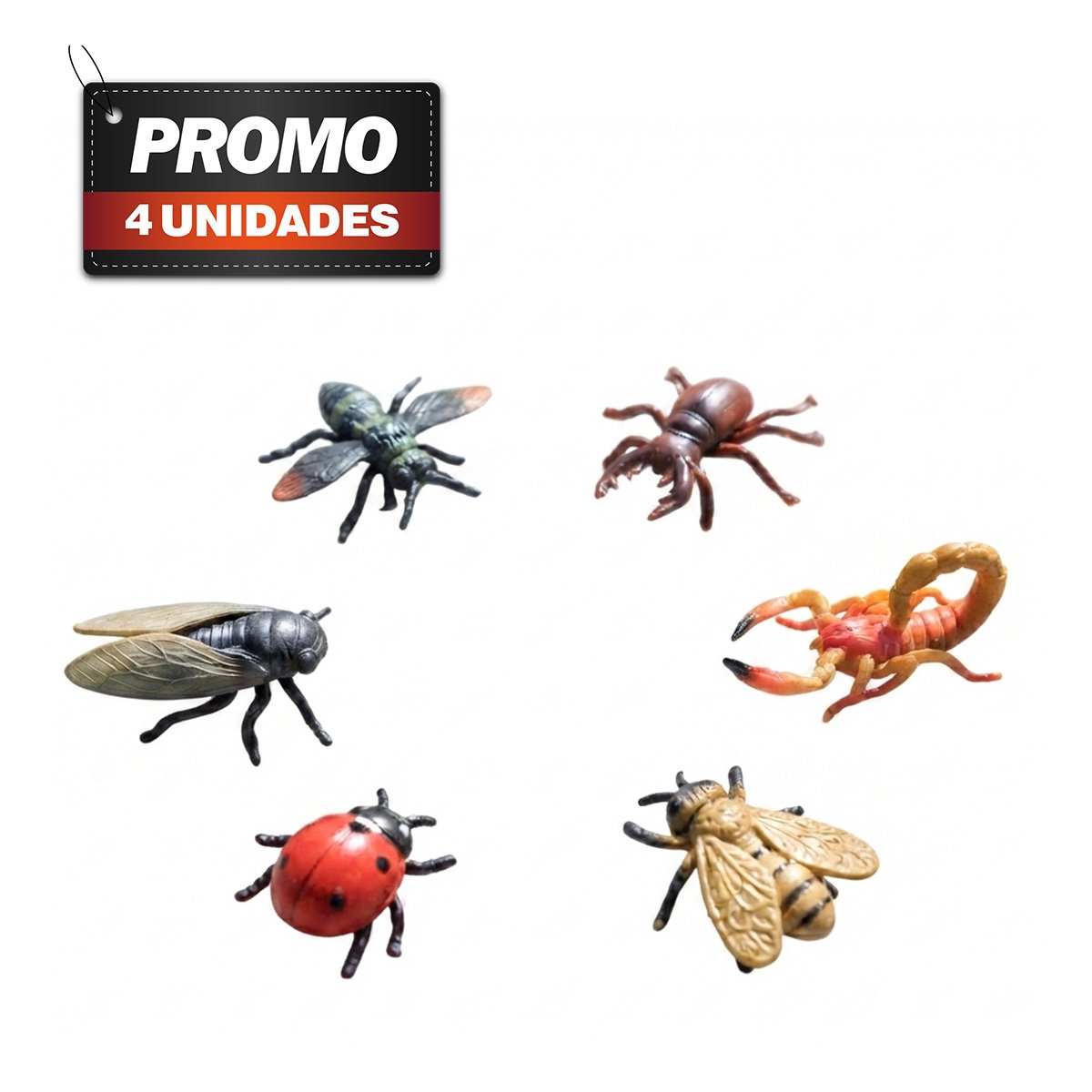 PACK4 LOTE DE FIGURAS DE ANIMALES E INSECTOS DE 6 PIEZAS MULTICOLOR PARA LOS NINOS - 1