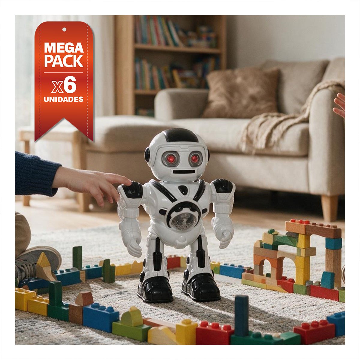PACK6 JUGUETE ROBOT LANZA DISCOS NEGRO Y BLANCO PARA NINOS DE JUEGOS EN LA CASA YPAPEL REGALO - 1