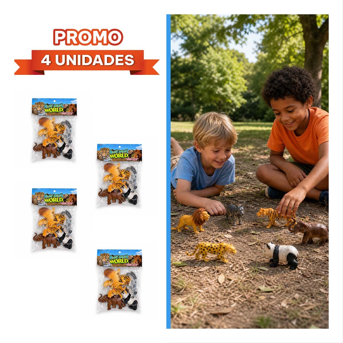 PACK4 BOLSA ANIMALES SILVESTRES 6 PIEZAS MULTICOLOR CON ESTILO ELEGANTE CASA YREGALO STICKER - 1