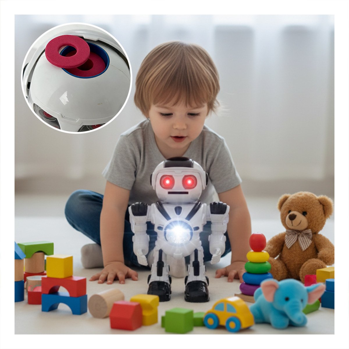 PACK4 PERSONAJE ROBOT LANZA DISCOS NEGRO Y BLANCO PARA NINOS DE JUEGOS EN HOGAR YPAPEL REGALO - 3