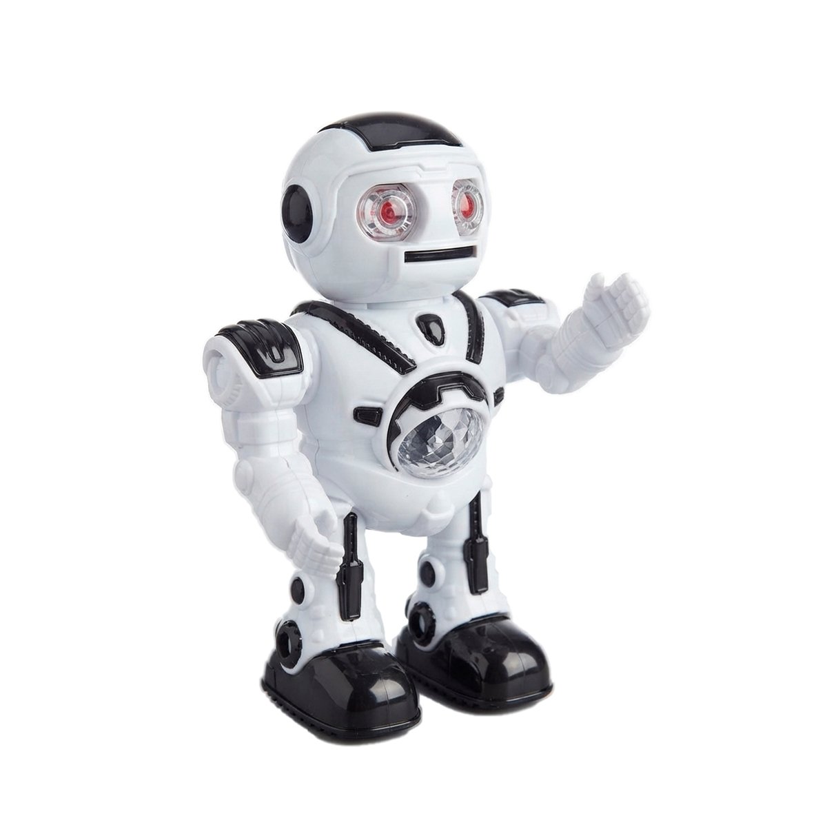 FIGURA ROBOT LANZA DISCOS NEGRO Y BLANCO CON LUCES PARA NINOS DE JUEGO EN HOGAR Y LIGAS REGALO - 1