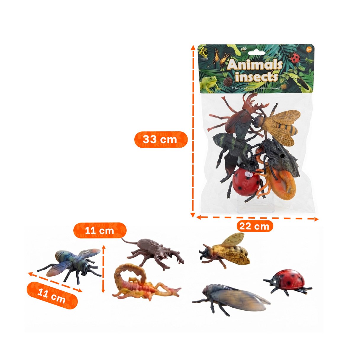 PACK CON BOLSA DE ANIMALES DE 6 PIEZAS MULTICOLOR PARA JUGAR EN LA CASA Y LIGAS REGALO - 2