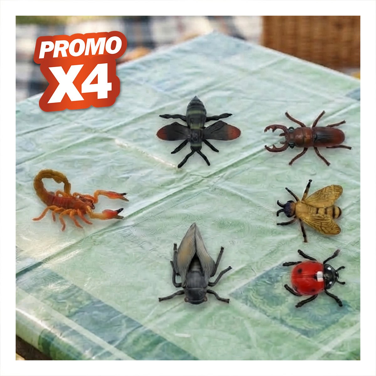 PACK4 ESTUCHE CON FIGURAS DE ANIMALES E INSECTOS DE 6 PIEZAS MULTICOLOR YPAPEL REGALO - 1