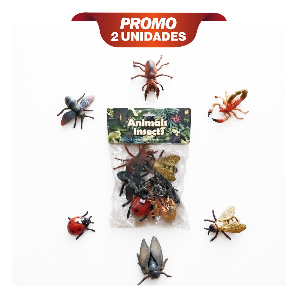 PACK2 COLECCION DE INSECTOS DE 6 PIEZAS MULTICOLOR PARA NINOS DE LA CASA YPAPEL REGALO - 1