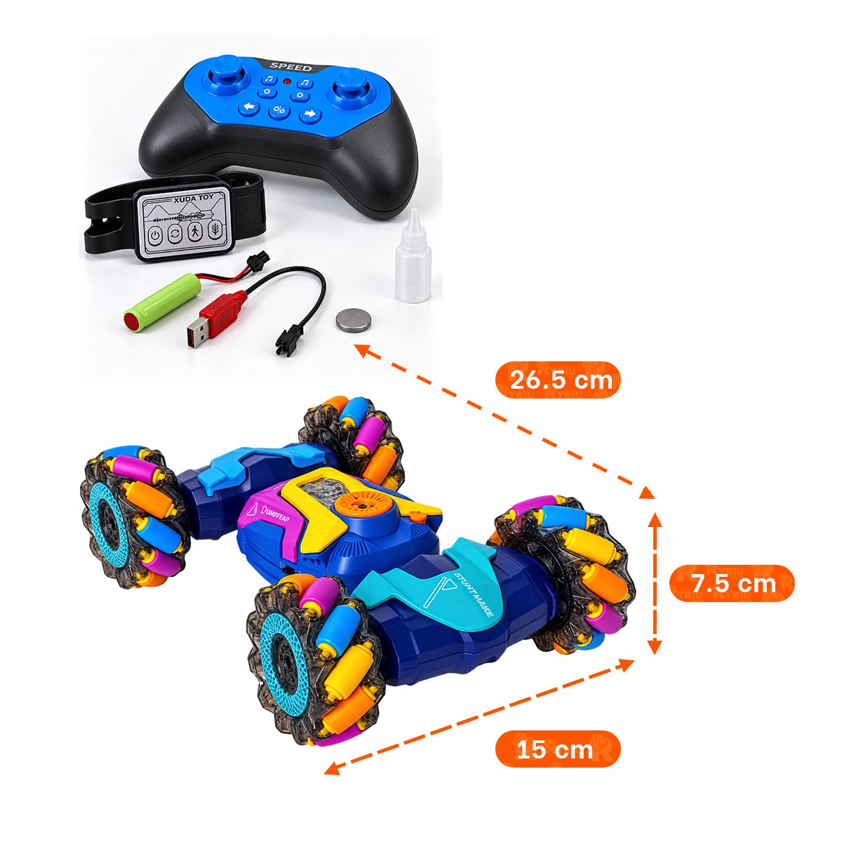 PACK2 CARRITO ACROBATICO CON CONTROL Y RELOJ MULTICOLOR PARA NINOS DE CASA NUEVO YPAPEL REGALO - 4