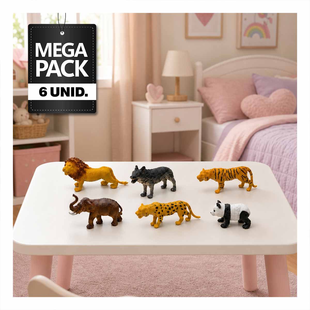 PACK6 PAQUETE BOLSA ANIMALES SILVESTRES 6 PIEZAS MULTICOLOR CON ESTILO COMODO UNICO - 1