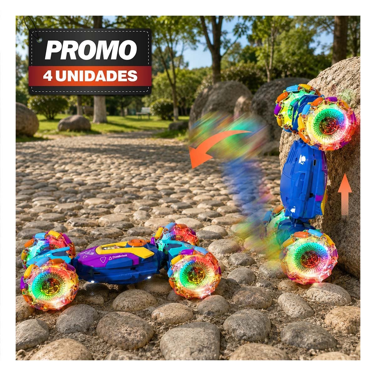 PACK4 BOLIDO ACROBATICO CON CONTROL Y RELOJ MULTICOLOR PARA NINOS DE JUEGO CASA - 1