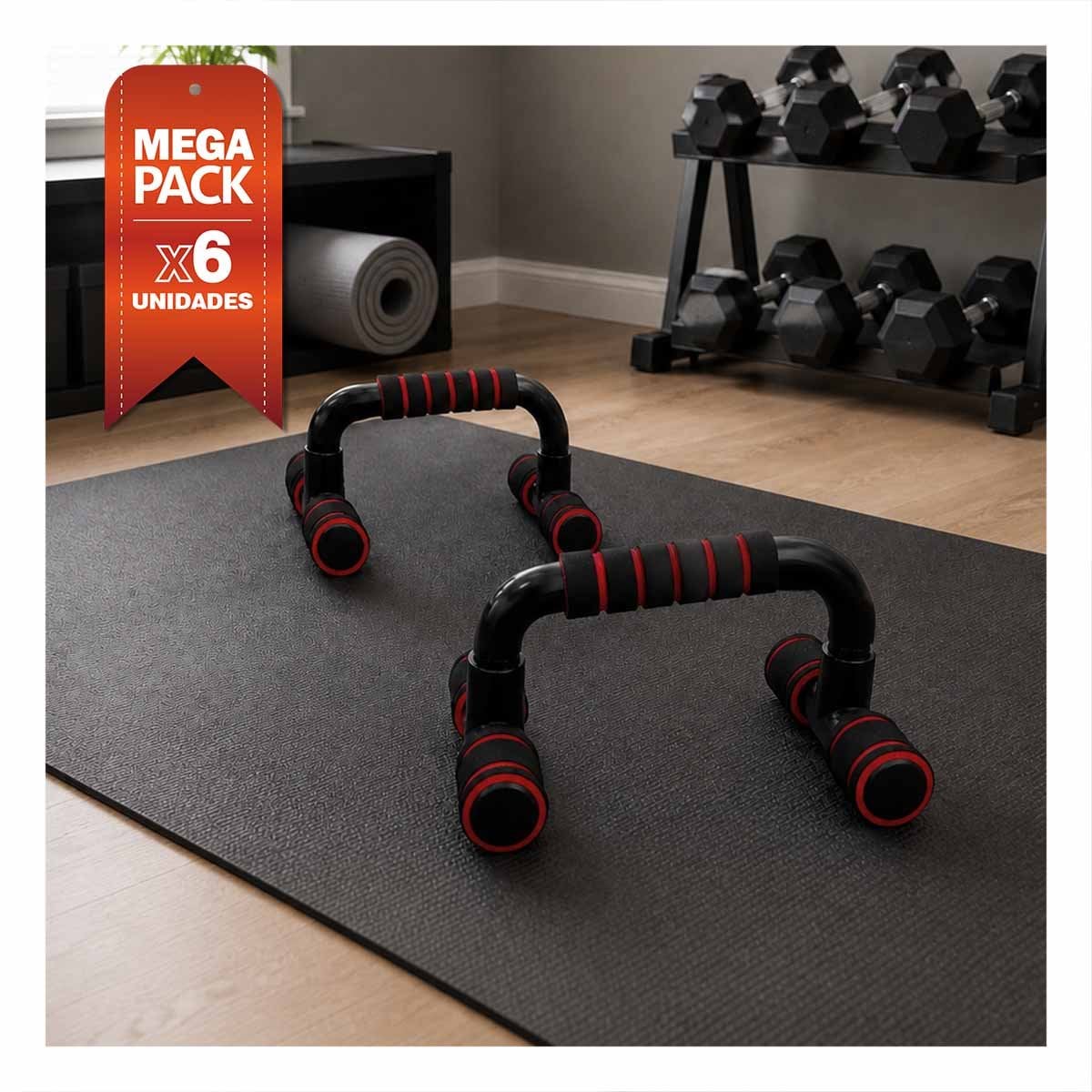 PACK6 MANIJAS PUSH UP EN FORMA DE C ROJO PLASTICO CON DISENO DE CASA PARA USAR YPAPEL REGALO - 1