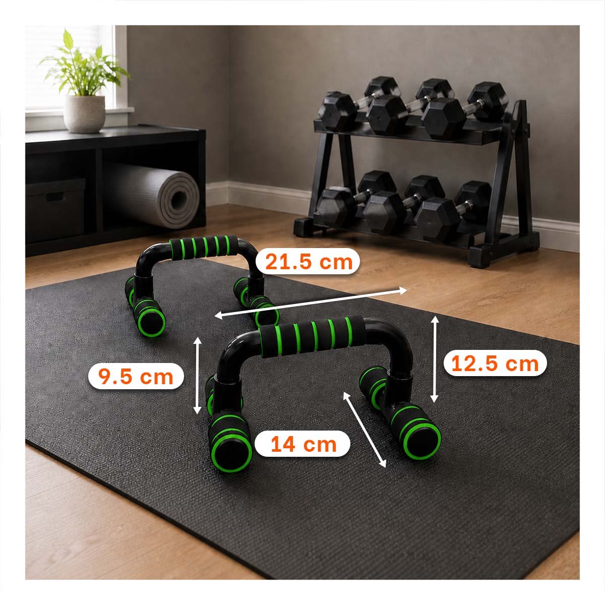 PACK4 ASIDEROS PUSH UP EN FORMA DE C VERDE PLASTICO DE PLASTICO PARA EJERCICIO YPAPEL REGALO - 4