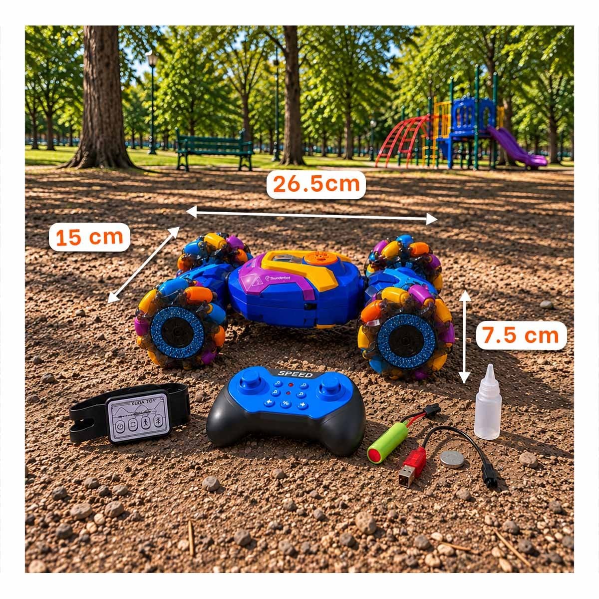 PACK2 CARRO ACROBATICO CON CONTROL Y RELOJ MULTICOLOR PARA NINOS DE JUEGO CASA - 2