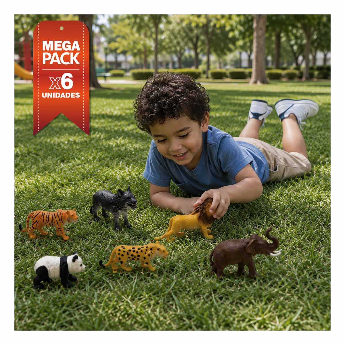 PACK6 KIT BOLSA ANIMALES SILVESTRES 6 PIEZAS MULTICOLOR CON ESTILO ELEGANTE CASA YPAPEL REGALO - 1