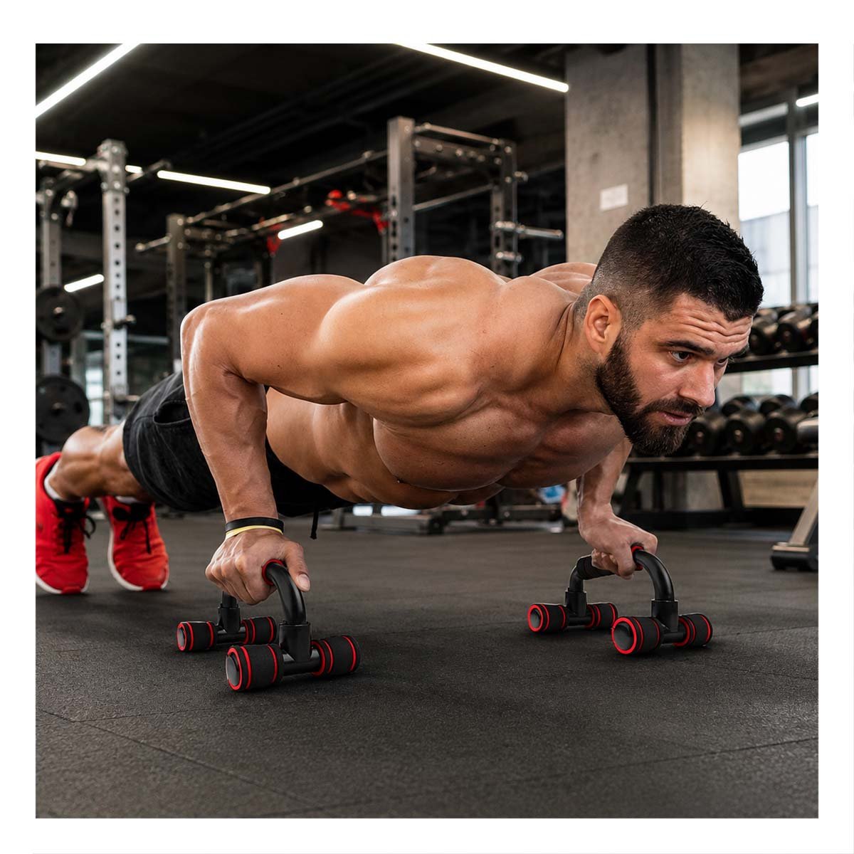 SOPORTES PUSH UP EN FORMA DE C ROJO PLASTICO PARA EJERCICIO DE ENTRENAMIENTO Y STICKY - 1