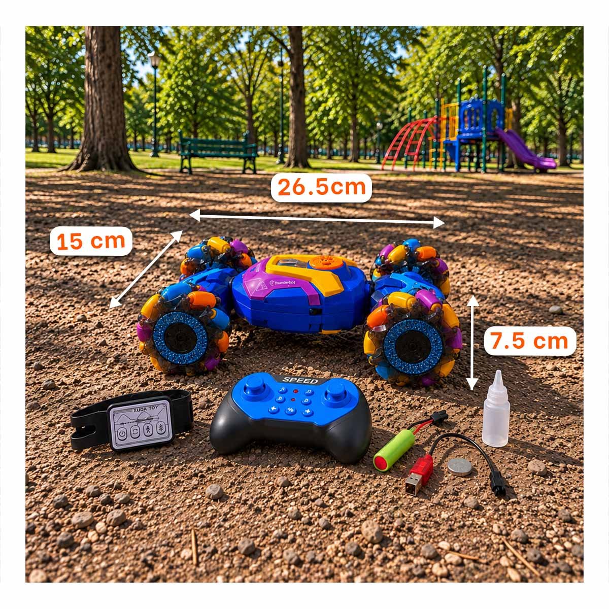 AUTO ACROBATICO CON CONTROL Y RELOJ MULTICOLOR PARA NINOS DE JUEGO EN CASA - 2