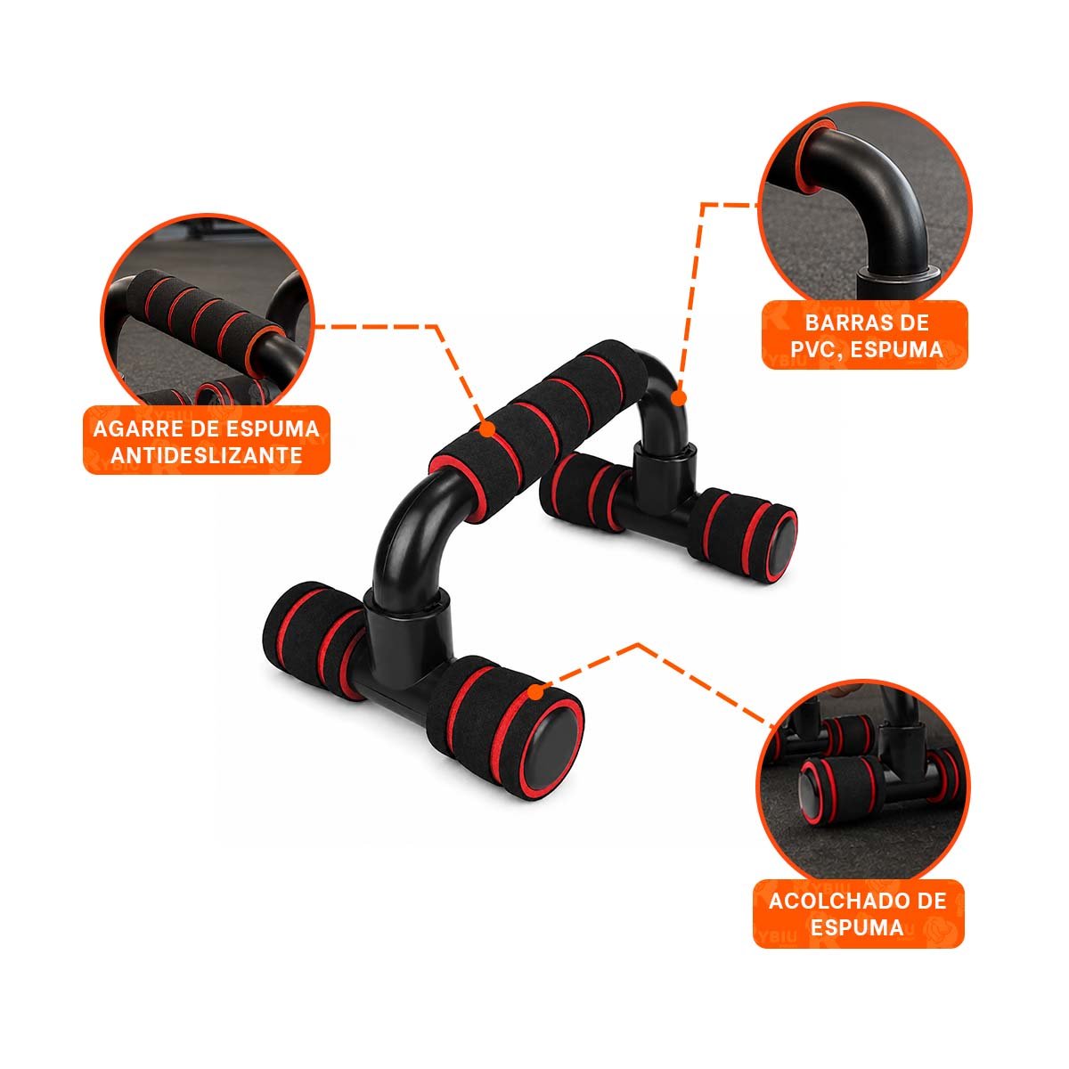 PACK4 AGARRADERAS PUSH UP EN FORMA DE C ROJO PLASTICO DE CALIDAD ENTRENAMIENTO YREGALO STICKER - 4