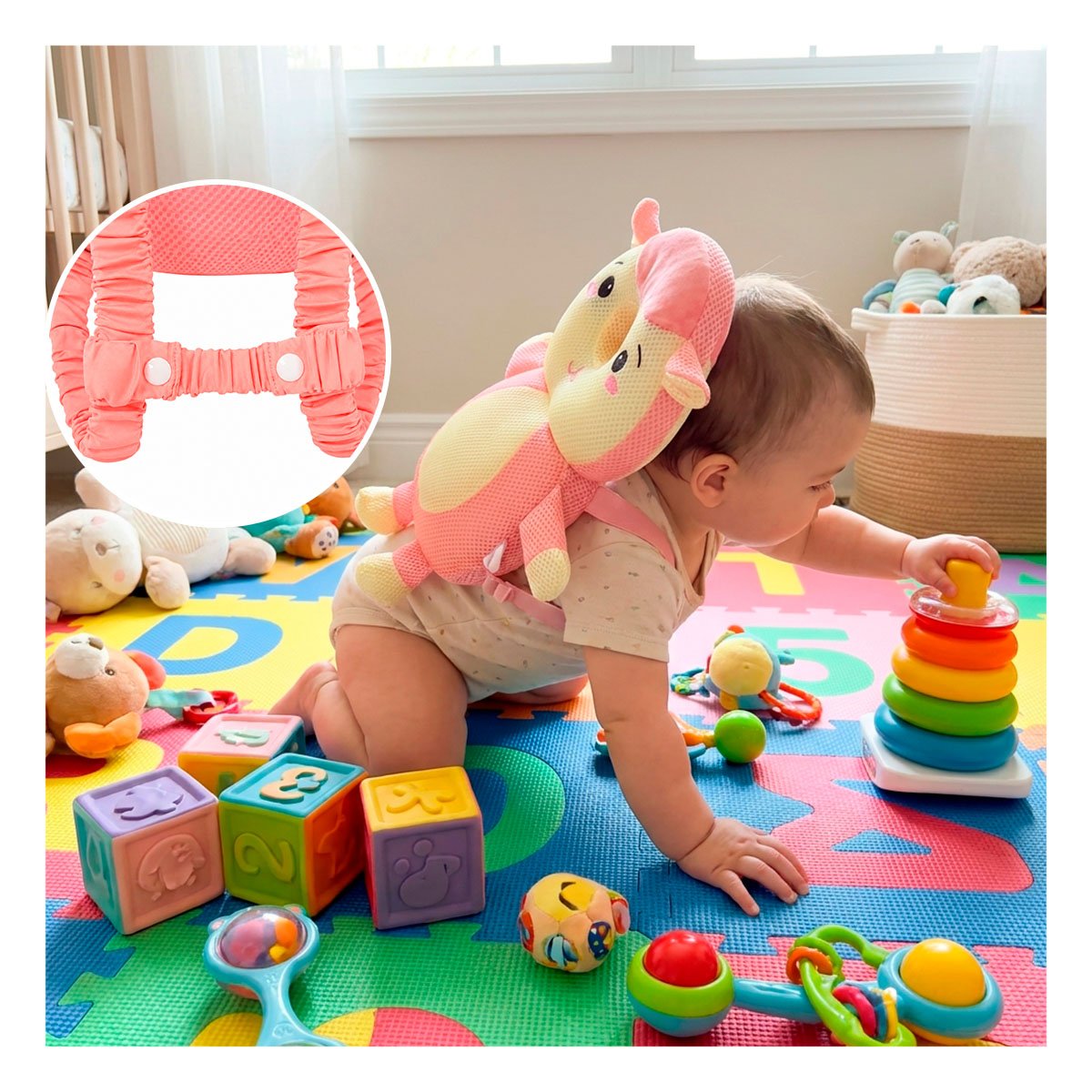PACK4 COJIN PARA BEBE OVEJA ROSADO CON PROTECCION PARA CAMA Y DESCANSO INFANTIL YPAPEL REGALO - 3