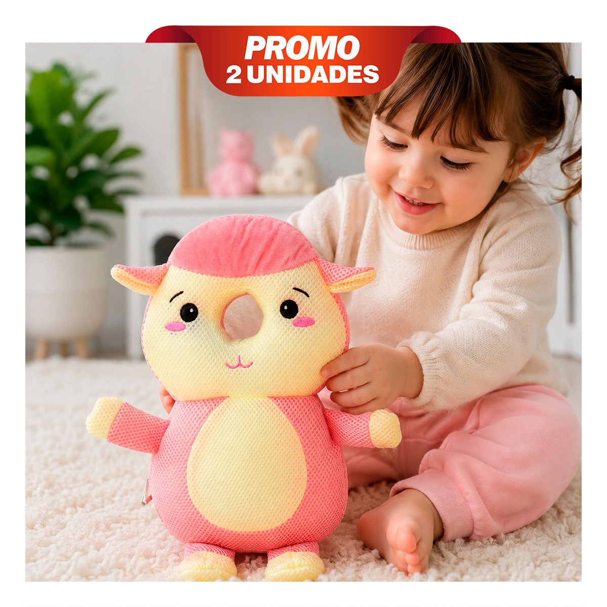 PACK2 ALMOHADILLA PARA DESCANSO DE BEBE OVEJA ROSADO CON PROTECCION ANTI CAIDA YPAPEL REGALO - 1