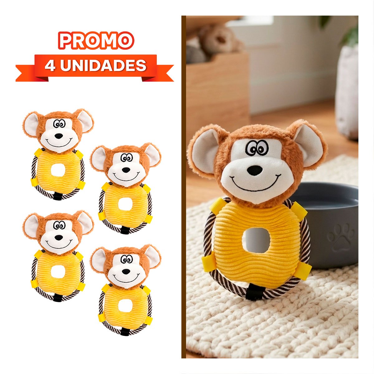 PACK4 FIGURA DECORATIVA MONO ARO MARRON PARA DORMITORIO Y COLECCION INFANTIL YREGALO STICKER - 1