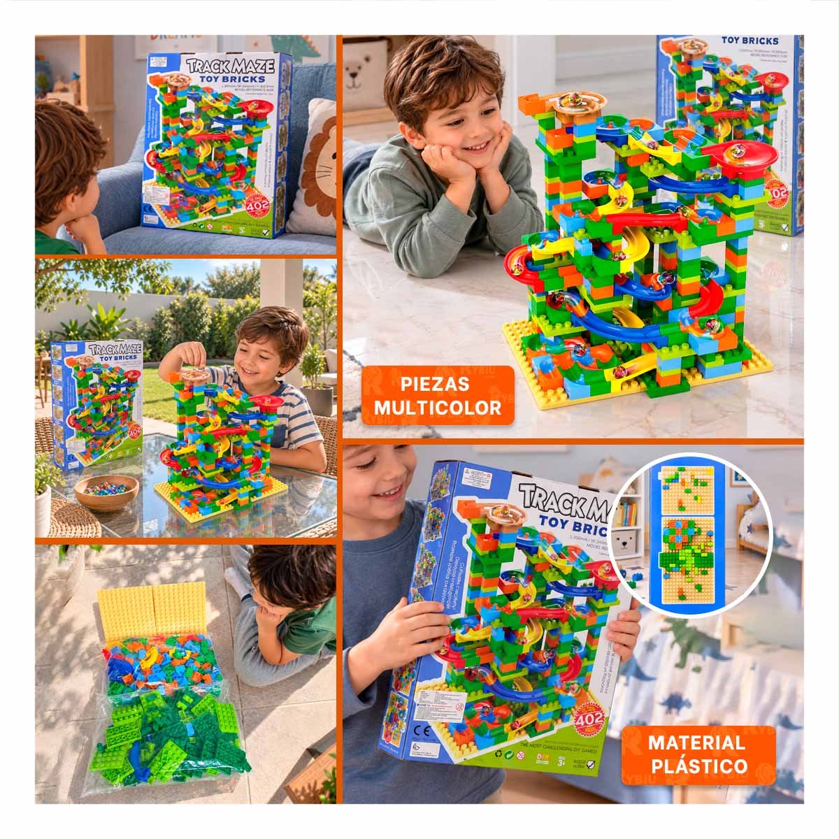 PACK6 CIRCUITO DE CANICAS MULTICOLOR 402 PIEZAS PARA NINOS CON DIVERSION EN CASA - 4