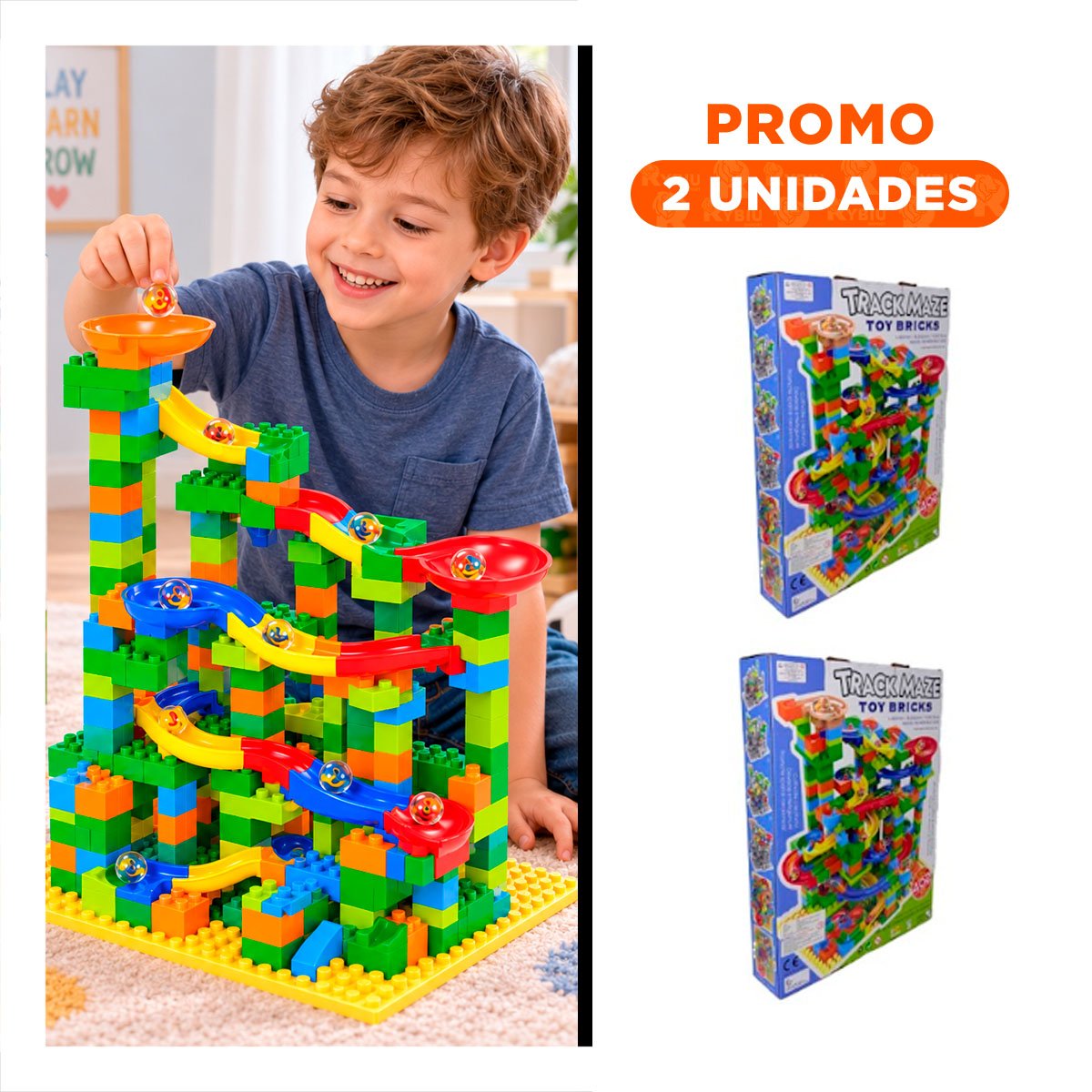 PACK2 LABERINTO DE CANICAS MULTICOLOR 402 PIEZAS PARA NINOS DE JUEGO DE CASA YREGALO STICKER - 1
