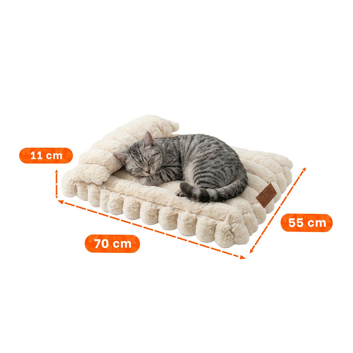 PACK2 MOISES RECTANGULAR CON ALMOHADA EN RAYAS CREMA PARA PERROS DE USO COMODOS YREGALO STICKER - 2