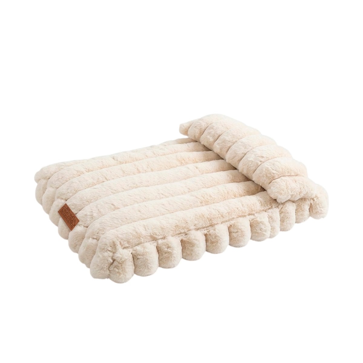 CUNA RECTANGULAR CON ALMOHADA EN RAYAS CREMA PARA PERRO DE USO COMODO EN HOGAR Y LIGAS REGALO - 1